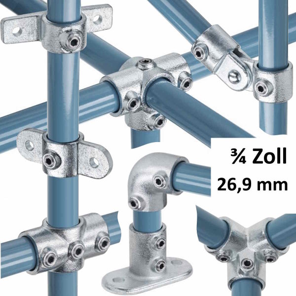 Rohrverbinder-Formteile für ¾ Zoll Rohre mit 26,9mm Außendurchmesser