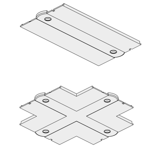 Abdeckplatten für Einspeisungen/Verbinder bei Einbauschienen-Montage