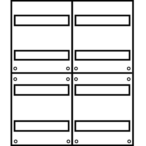 Aufputz Wandverteiler Komplettschrank, IP43, 2x4-reihig, 96TE (24TE Klemmraum)