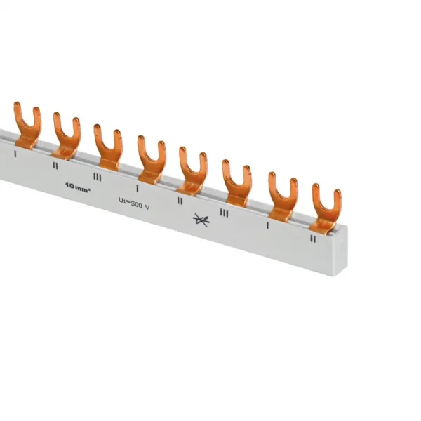 Gabel-Phasenschiene für 1x FI-Schalter, 3-polig, 10mm², 4+8TE, N rechts