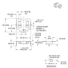 20mm Knopfzellen-Batteriehalter für Printmontage, z.B. CR2025/CR2032, 3 Stück