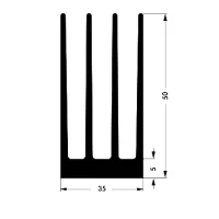 Rippen-Kühlkörper, 120x35x50mm, Alu blank