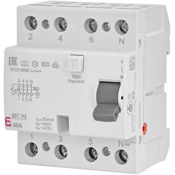 ETI EFI-P4 A 40/0.03 FI-Schalter, 4-polig, 40A, 30mA, 4TE