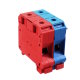 35mm² Klemmenblock für 35mm DIN-Hutschiene, 125A/800V, rot/blau