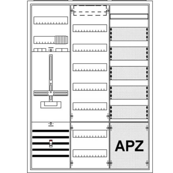 Zählerschrank für 1x 3-Punkt-Zähler, Verteilerfeld, Mediafeld/APZ