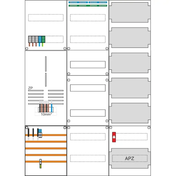 Zählerschrank für 1x 3-Punkt-Zähler, Verteilerfeld, Mediafeld/APZ