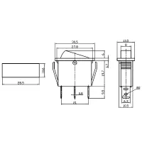 Kontroll-Wippschalter 28,5x10,6mm | 1-polig EIN/AUS 15A...