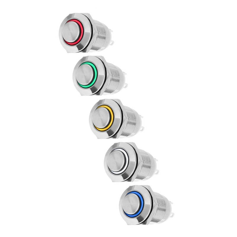 Druckschalter Metall Schalter mit LED Beleuchtung-Ring Gelb 230V/3A max 