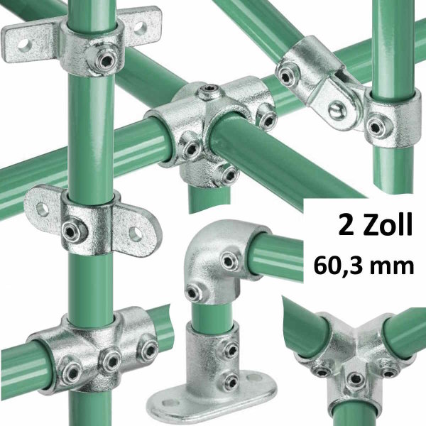 Rohrverbinder-Formteile f&uuml;r 2 Zoll Rohre mit 60,3mm Au&szlig;endurchmesser