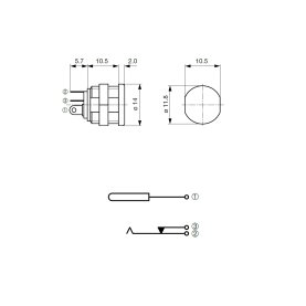 DC-Hohlbuchse mit Schaltkontakt, 5,5/2,1mm, Einbau-Ø 12mm, Lötösen