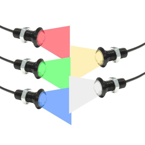 LED-Einbauleuchten, Alu schwarz, 18/22mm, 12VDC, 1,2W, 5 Lichtfarben