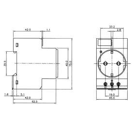 Hutschienen-Steckdose mit Betriebs-LED, 16A, 250V~, VDE, grau