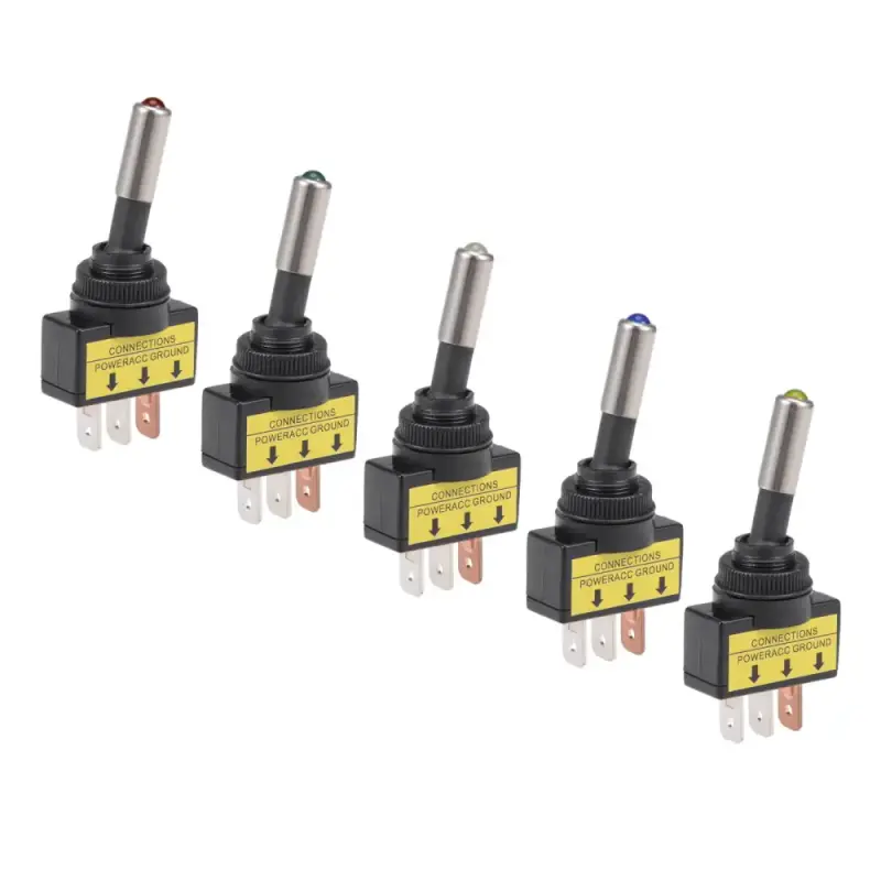 KFZ LED-Kippschalter Einbau-Ø 12mm | 1-polig EIN/AUS 20A 12VDC | 5 Farben