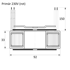 Ringkerntransformator, 100VA, 230V zu 12V, 8,33A, 92x33mm