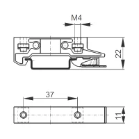 Halterung für 35mm DIN-Hutschiene, 2x Gewinde M4, blau