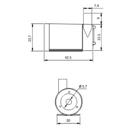 Mini-Tauchpumpe, Ø 23mm, 3...6V-, 360mA, 120l/h, liegend