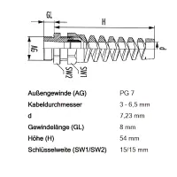 Kabelverschraubung mit Knickschutztülle | PG7...