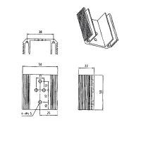 Kühlkörper, 50x50x22mm, TO-3, Alu eloxiert