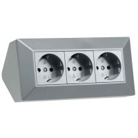 Steckdosenblock Eckmontage Aufputz | 3x Steckdosen Silber