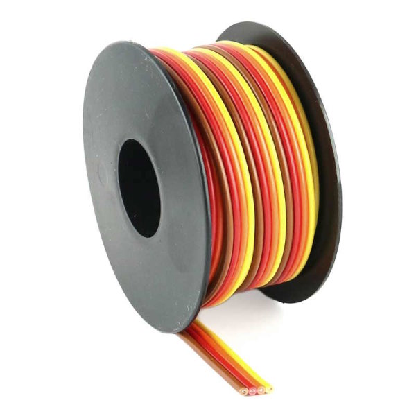 Flachbandleitung, 4x0,75mm&sup2;, RM2,54mm, 300V, 5m Spule, farbig