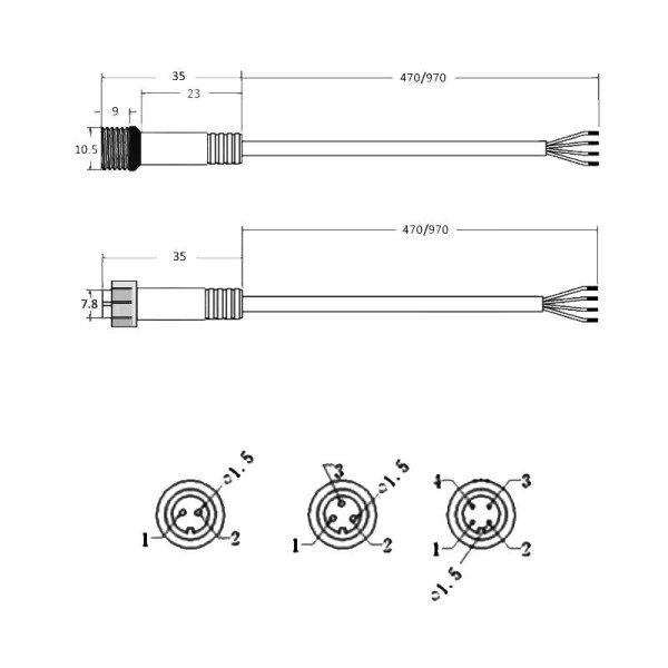Kabelverbinder/ - Kupplung M12 2-polig schwarz wasserfest zum