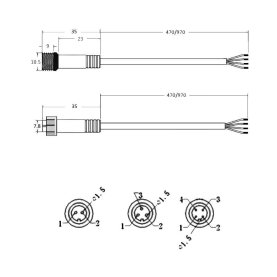 Steckverbinder-Paare mit M10 Verschraubung, IP67, Länge 1/2m, 2/3/4-polig