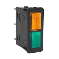 Signallampe 35x12mm 230VAC Orange/Grün | Neon 6,3mm...