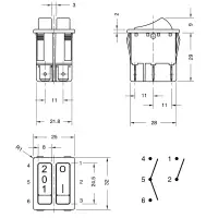 SIGNAL-LUX 83 Dual-Wippschalter 30x22mm | 2/0/1 + 0/I | 16A 250VAC Grau