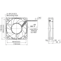 SANYO DENKI San Ace 120 Axiallüfter 120x120x25mm | 24VDC 4W 2,5m³/min 43dBA