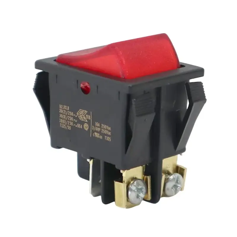 Kontroll-Wippschalter 30x22mm | 2-polig EIN/AUS 20A 250VAC | Rot Steck/Schraub