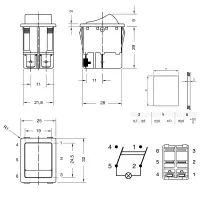Kontroll-Wippschalter 30x22mm | 2-polig EIN/AUS 20A 250VAC | Rot Steck/Schraub