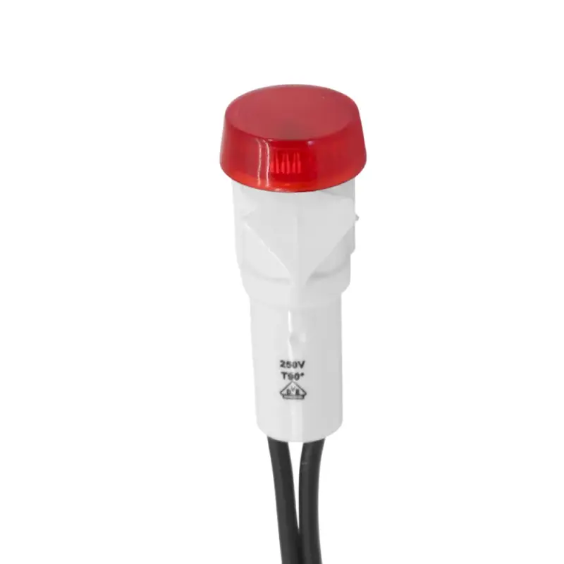 SIGNAL-LUX 41 Signallampe mit Anschlusslitzen | Einbau-Ø 12mm | 250V Neon Rot