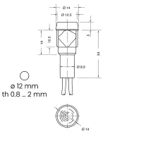 SIGNAL-LUX 41 Signallampe mit Anschlusslitzen | Einbau-Ø 12mm | 250V Neon Rot
