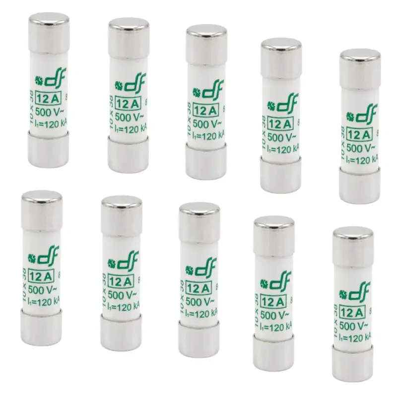 Schmelz-Sicherungseinsatz, 10x38mm, aM (Motorschutz), 500VAC, 12A, 10 Stück