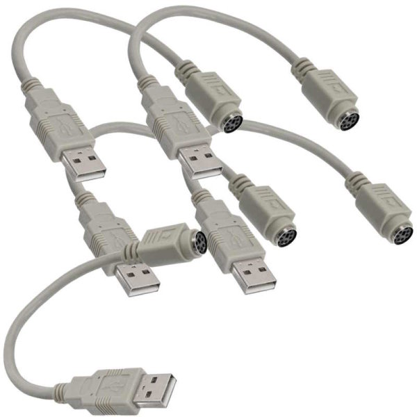 Adapterkabel, USB-A-Stecker zu PS/2 Kupplung, 20cm, 5 Stück
