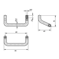 Bügelgriff gebogen 96mm | Befestigungsabstand 86mm, M5 | Aluminium Schwarz