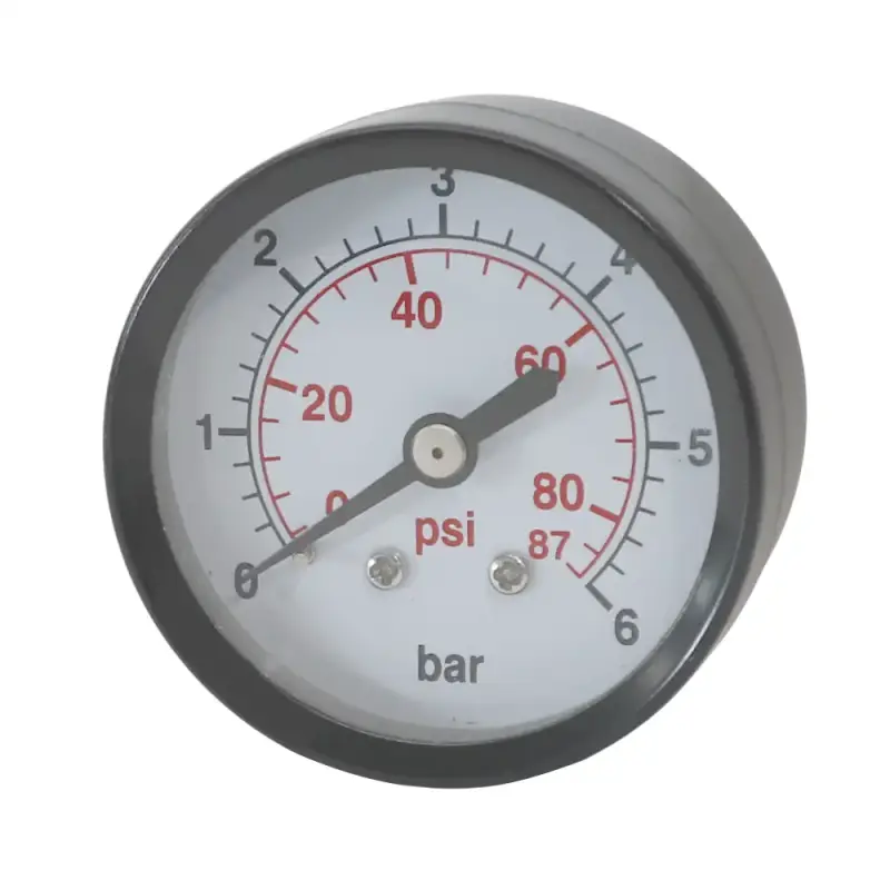 Manometer 0-6 bar / 0-87 psi | AG 1/4" hinten | Metallgehäuse Ø 52mm Schwarz