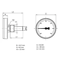 Bimetall-Thermometer-Serie, DN15 (1/2"), Ø...