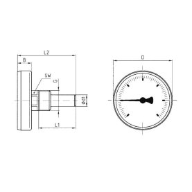 Bimetall-Thermometer-Serie, DN15 (1/2"), Ø...