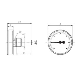 Bimetall-Thermometer, DN15 (1/2&quot;), &Oslash; 63mm, 0...120&deg;C, schwarz