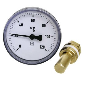 Bimetall-Thermometer, DN15 (1/2"), Ø 63mm, -20...+60°C, schwarz