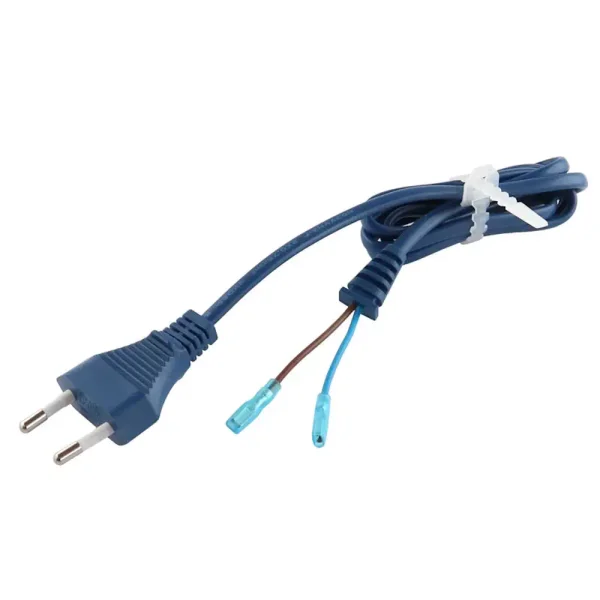 Euro-Netzkabel mit Zugentlastung und 2,8mm Flachstecker, 1m, blau