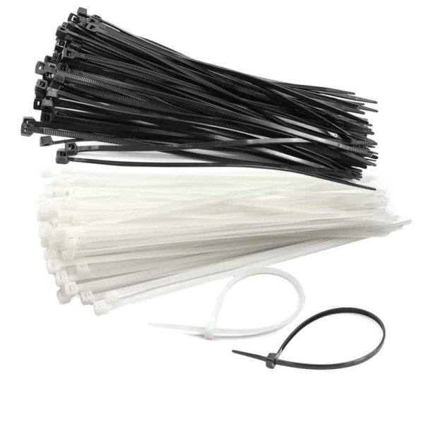 Kabelbinder, Polyamid 6.6, halogenfrei, schwarz/weiß, 100 Stück Packungen