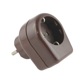 Schutzkontakt-Zwischenstecker mit Kabelabzweig für Schalter, braun