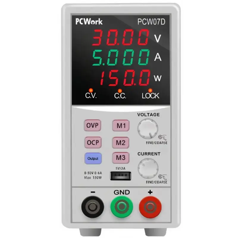 Labornetzgerät 0-50VDC 0-6A & USB-Ausgang 5V/2A | programmierbar