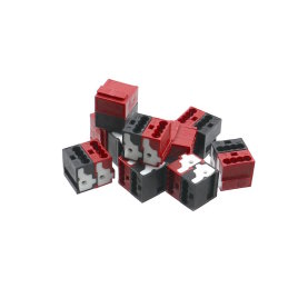 DG220B-2.1 EIB/KNX PCB Micro-Verbindungsklemme, 2x4-polig, rot/schwarz, 10 Stück