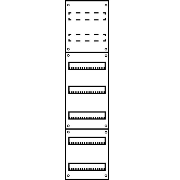 Aufputz Wandverteiler Komplettschrank, IP43, 1x7-reihig, 84TE (24TE Klemmraum)