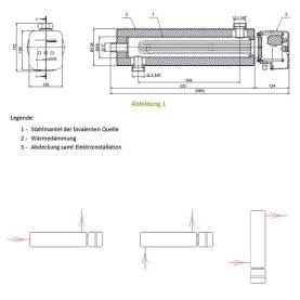Elektrischer Rohrheizkörper/Durchlauferhitzer, IP44, 3x230V~, 3/6/9 kW