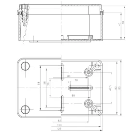 IP65 Elektro-/Elektronikgehäuse mit Gummidichtung, ABS, lichtgrau, 120x80x50mm