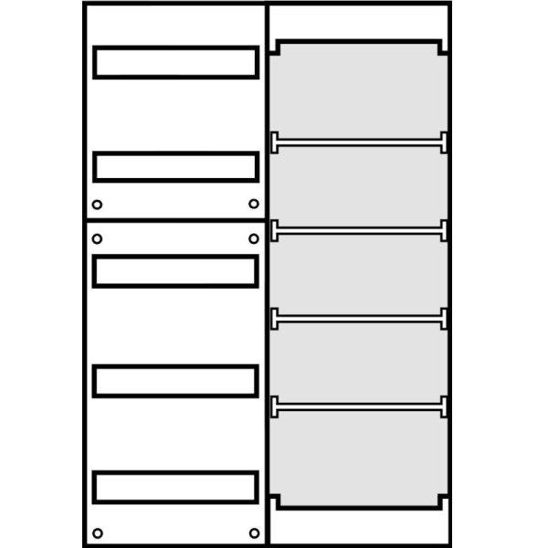 Aufputz Wandverteiler Komplettschrank, IP43, 1x5-reihig, 1x Mediafeld